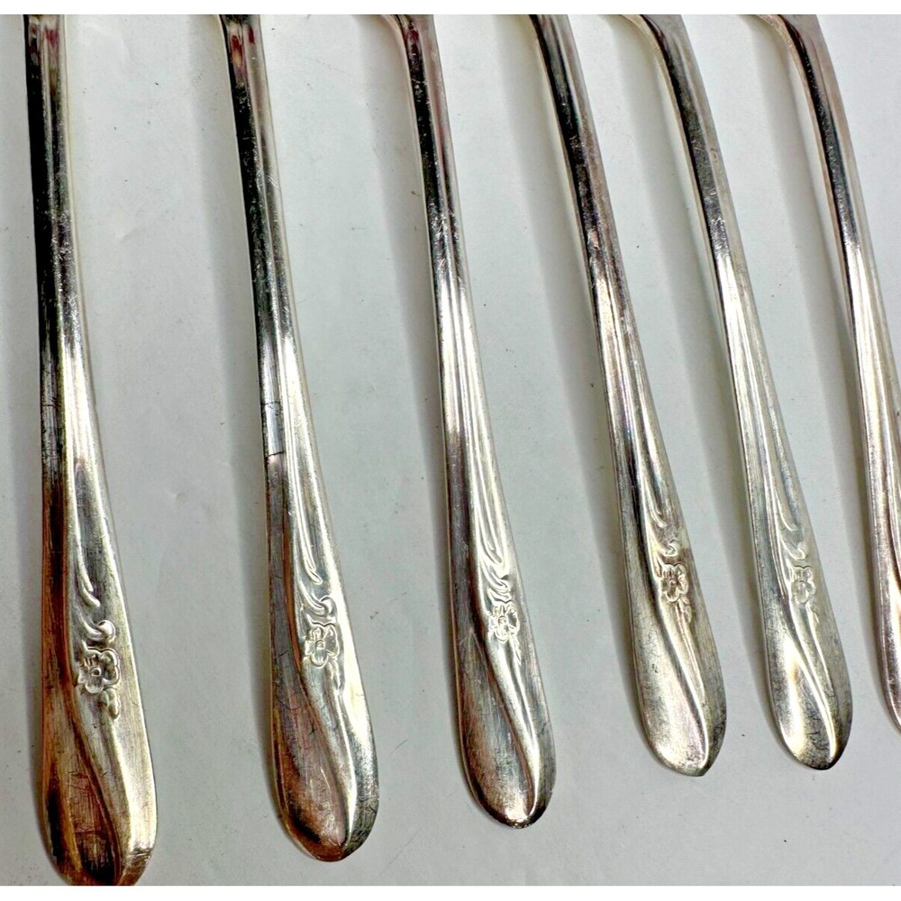 Holmes Tuttle Meadow Flower Cocktail Fork Silver Plated Flatware Silverware 6 pc